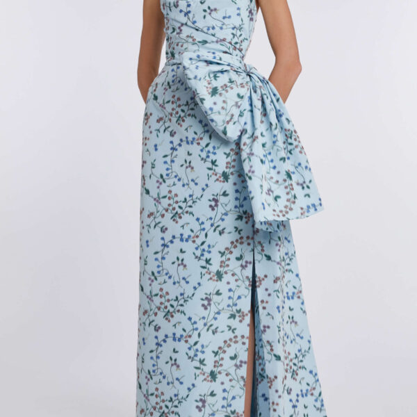 Markarian dresses with romantic neckline and structured silhouette