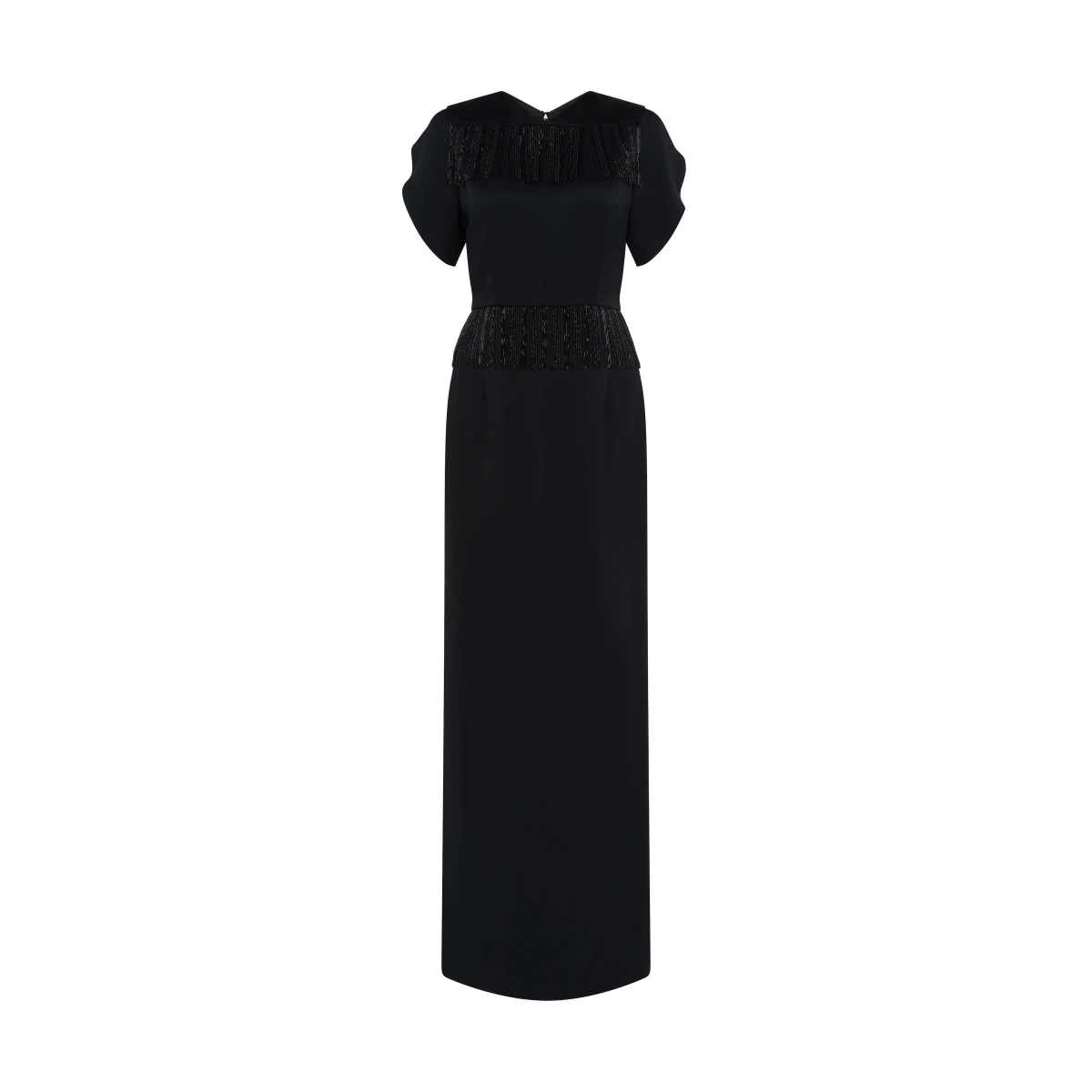 Markarian gown with romantic neckline and structured silhouette