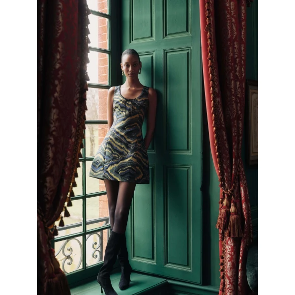 Markarian Cecilia Jacquard Scoop Neck Mini Dress, view 2