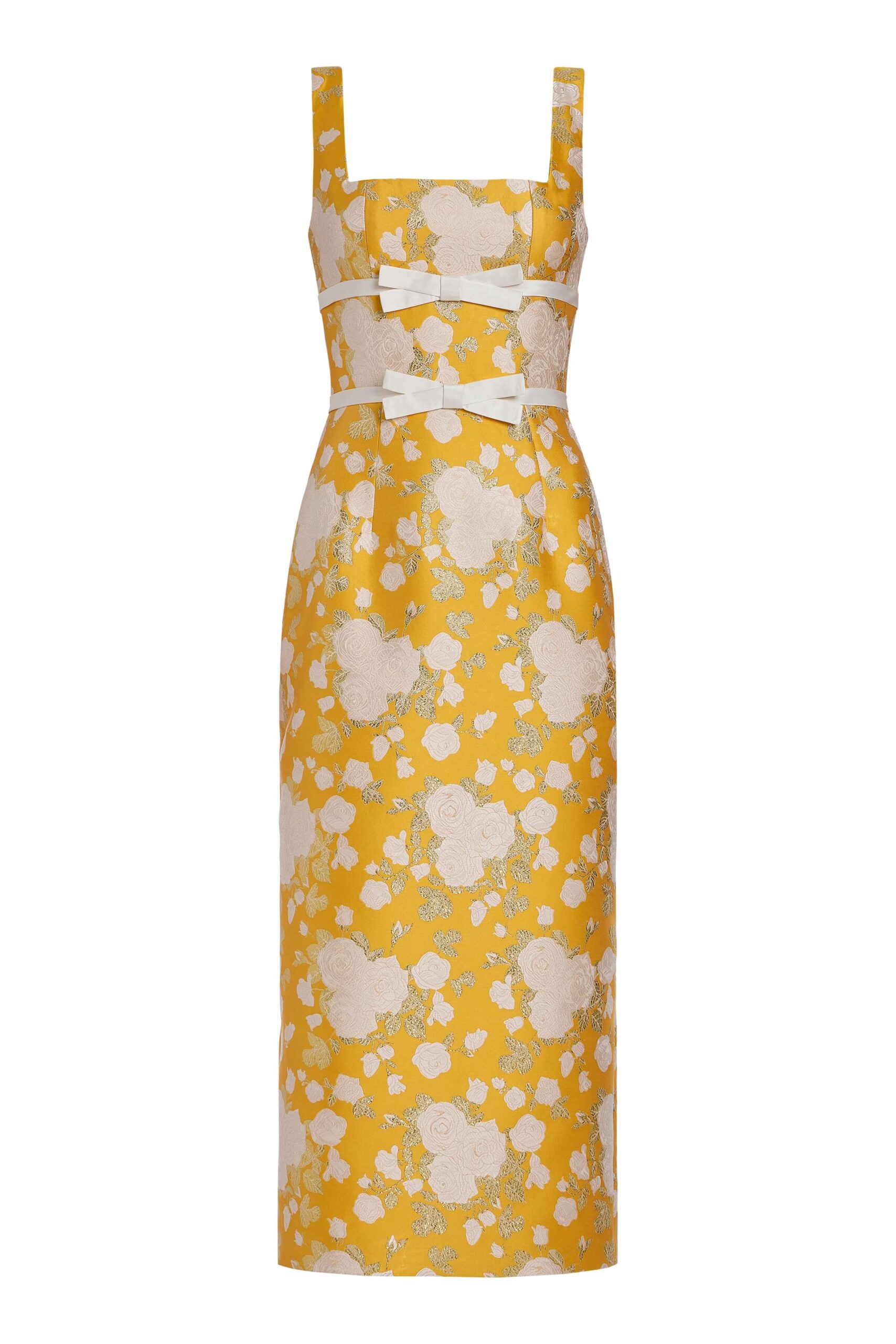 Markarian gown with romantic neckline and structured silhouette
