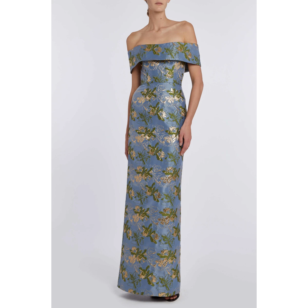 Markarian dresses with romantic neckline and structured silhouette