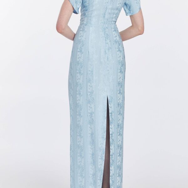 Markarian gowns with romantic neckline and structured silhouette