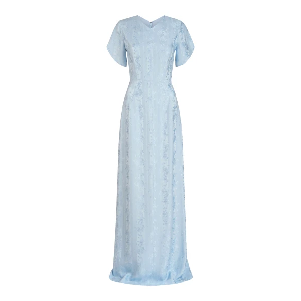 Markarian gown with romantic neckline and structured silhouette