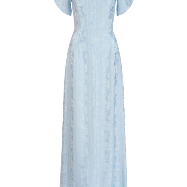 Markarian gown with romantic neckline and structured silhouette