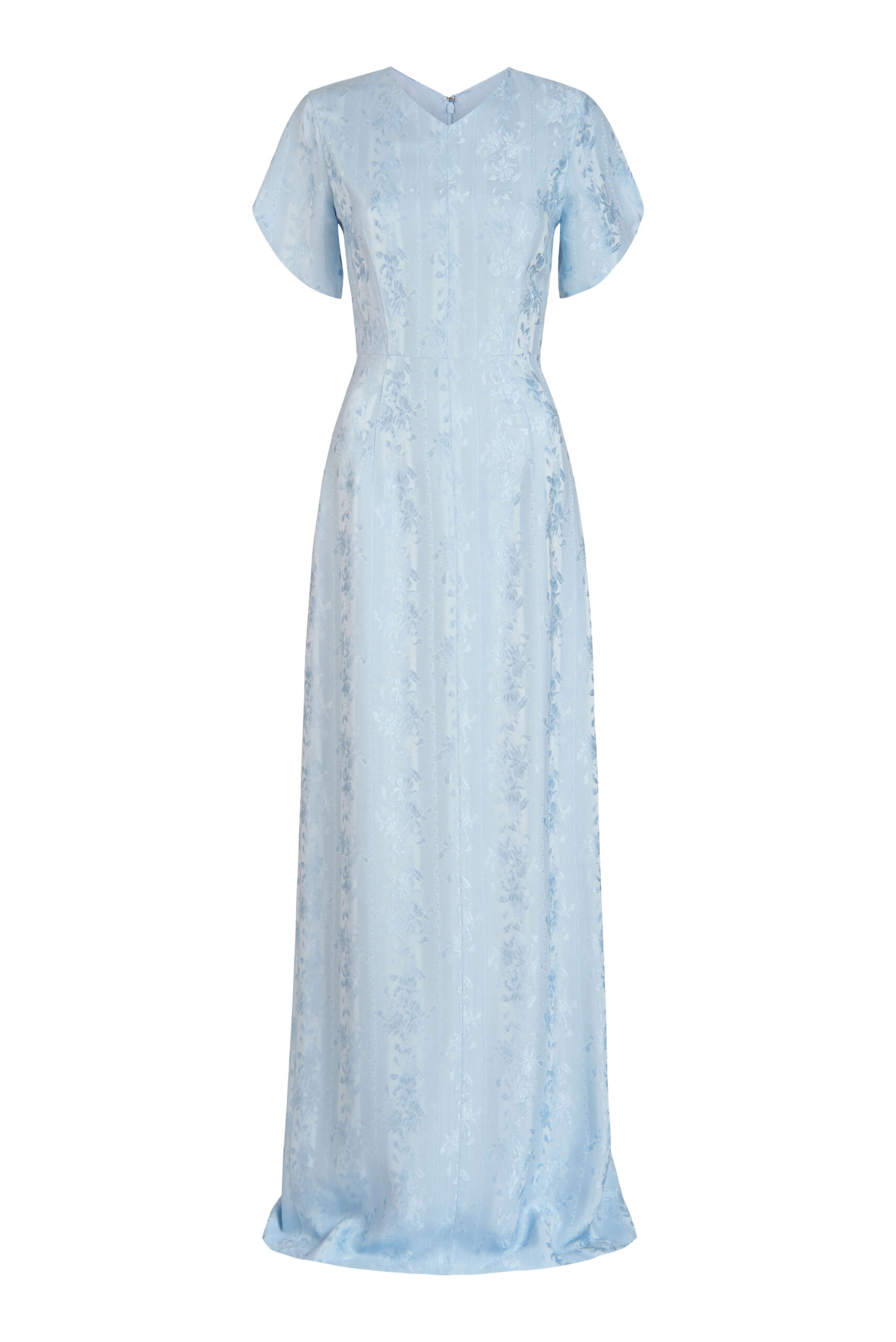 Markarian gown with romantic neckline and structured silhouette