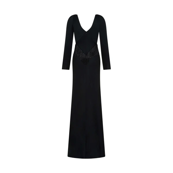 Markarian Della Long Sleeve Fringe Gown, view 3