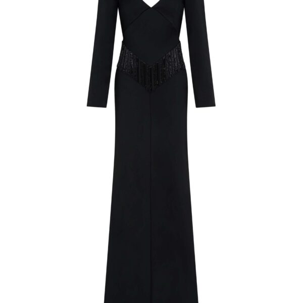 Markarian gown with romantic neckline and structured silhouette