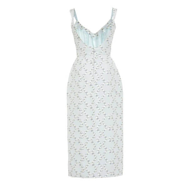 Markarian dresses with romantic neckline and structured silhouette