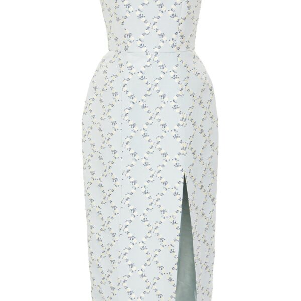 Markarian gown with romantic neckline and structured silhouette