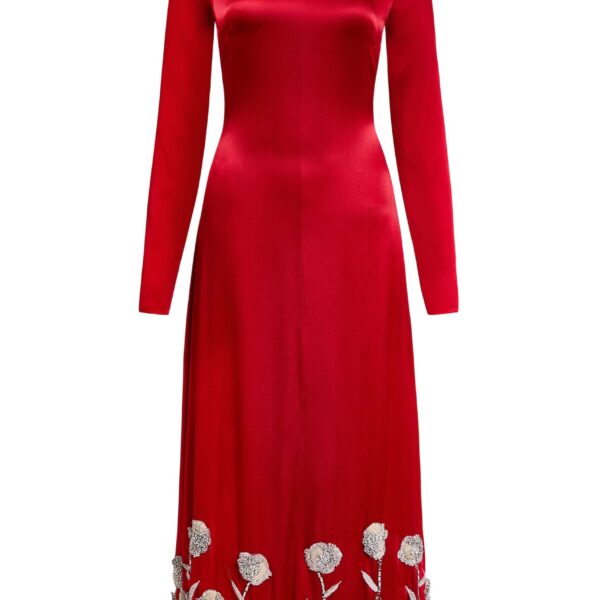 Markarian gown with romantic neckline and structured silhouette