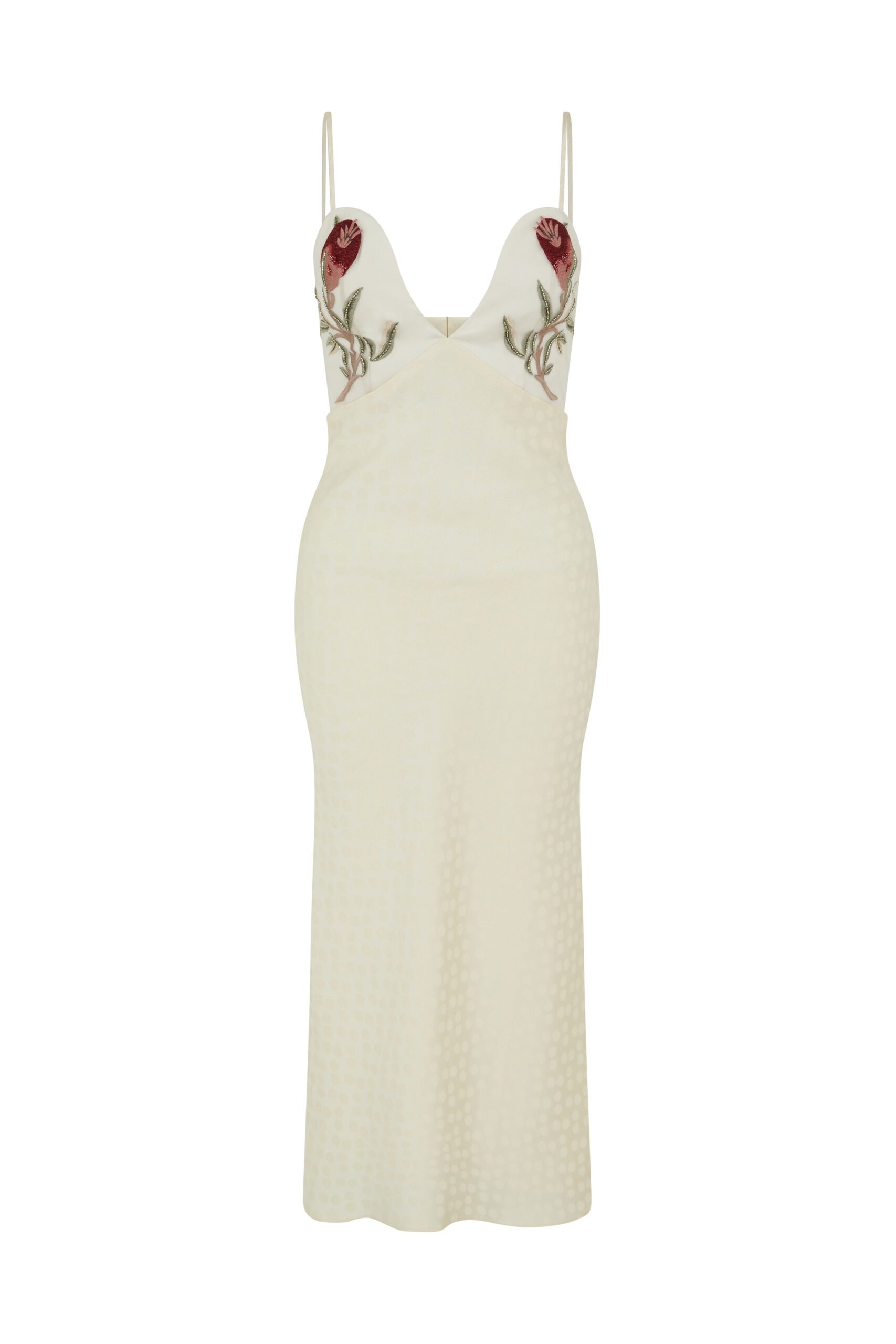 Markarian gown with romantic neckline and structured silhouette