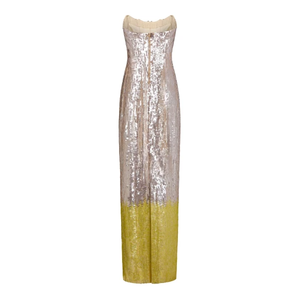 Markarian dresses with romantic neckline and structured silhouette