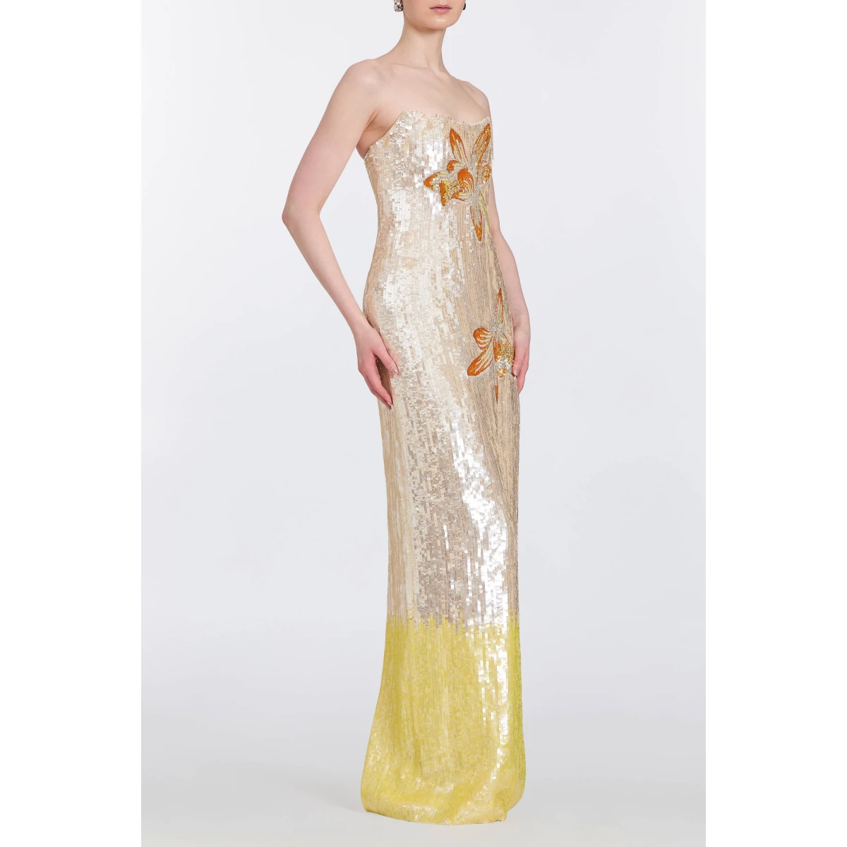 Markarian gowns with romantic neckline and structured silhouette