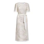 Markarian gown with romantic neckline and structured silhouette