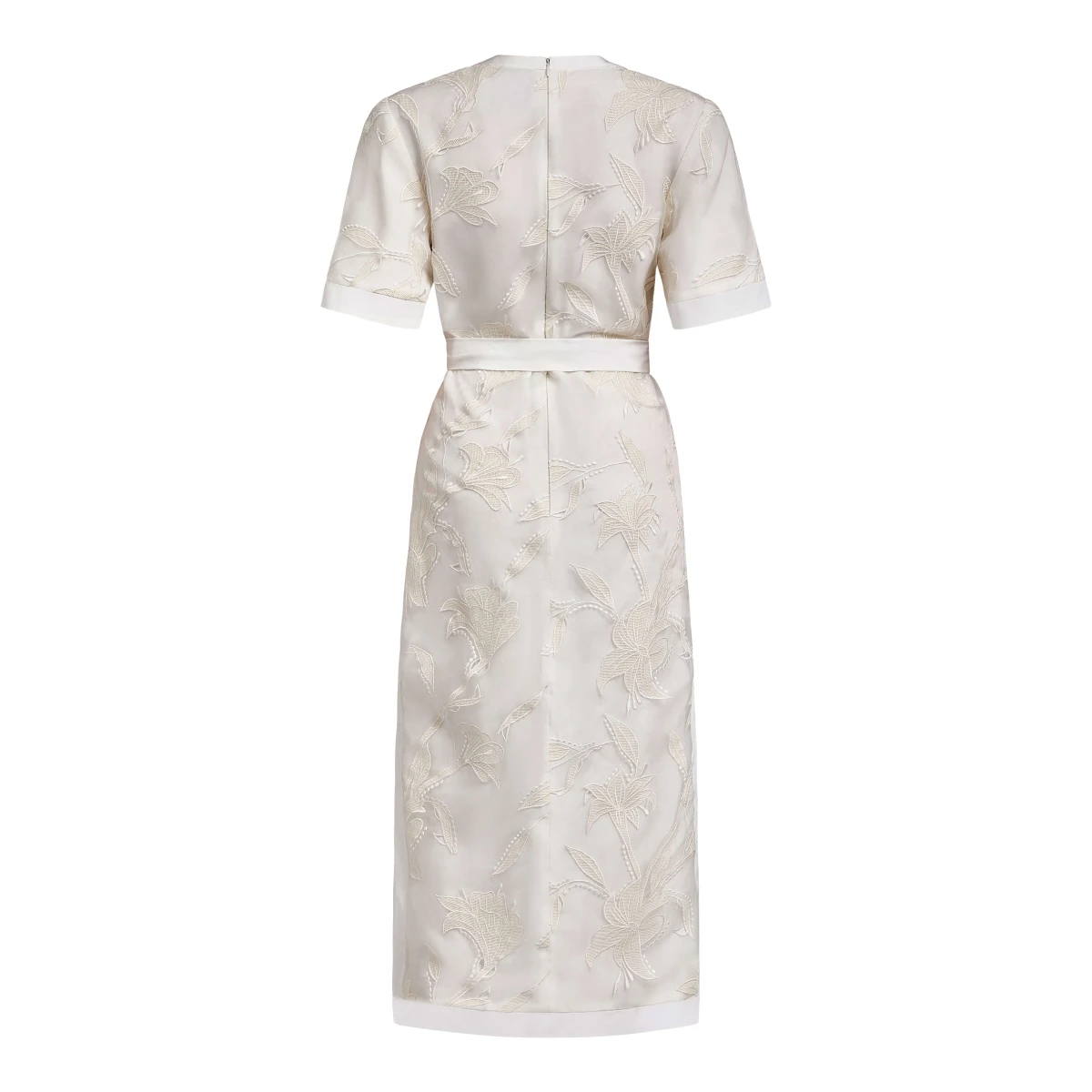 Markarian dresses with romantic neckline and structured silhouette