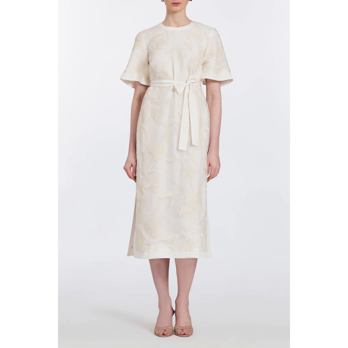 Markarian bridal with romantic neckline and structured silhouette
