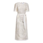 Markarian gown with romantic neckline and structured silhouette