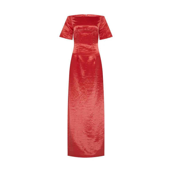 Markarian gown with romantic neckline and structured silhouette