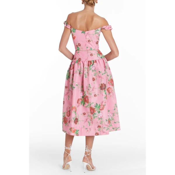 Markarian Giorgia Pink Floral Ikat Midi Dress, view 5