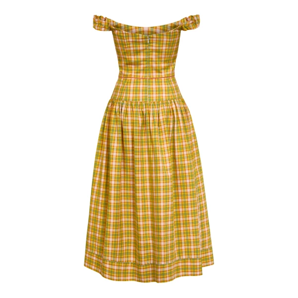 Markarian dresses with romantic neckline and structured silhouette