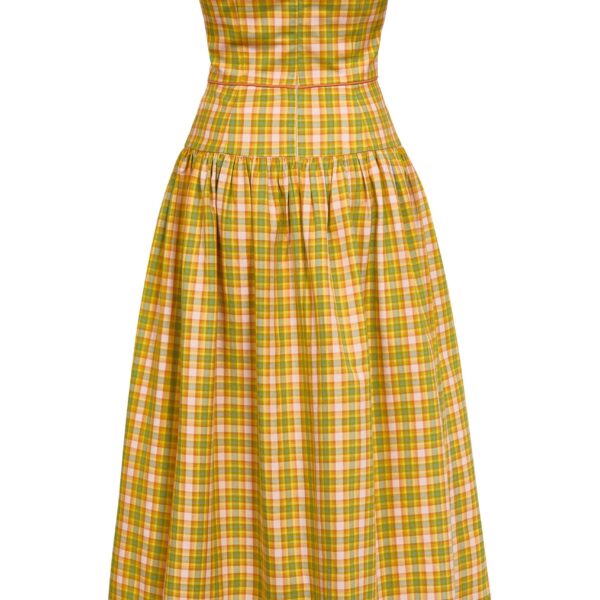 Markarian dresses with romantic neckline and structured silhouette