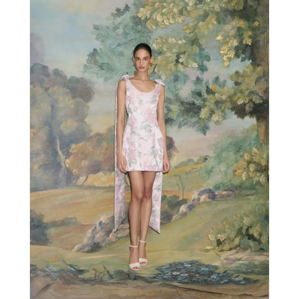 Markarian dress with romantic neckline and structured silhouette
