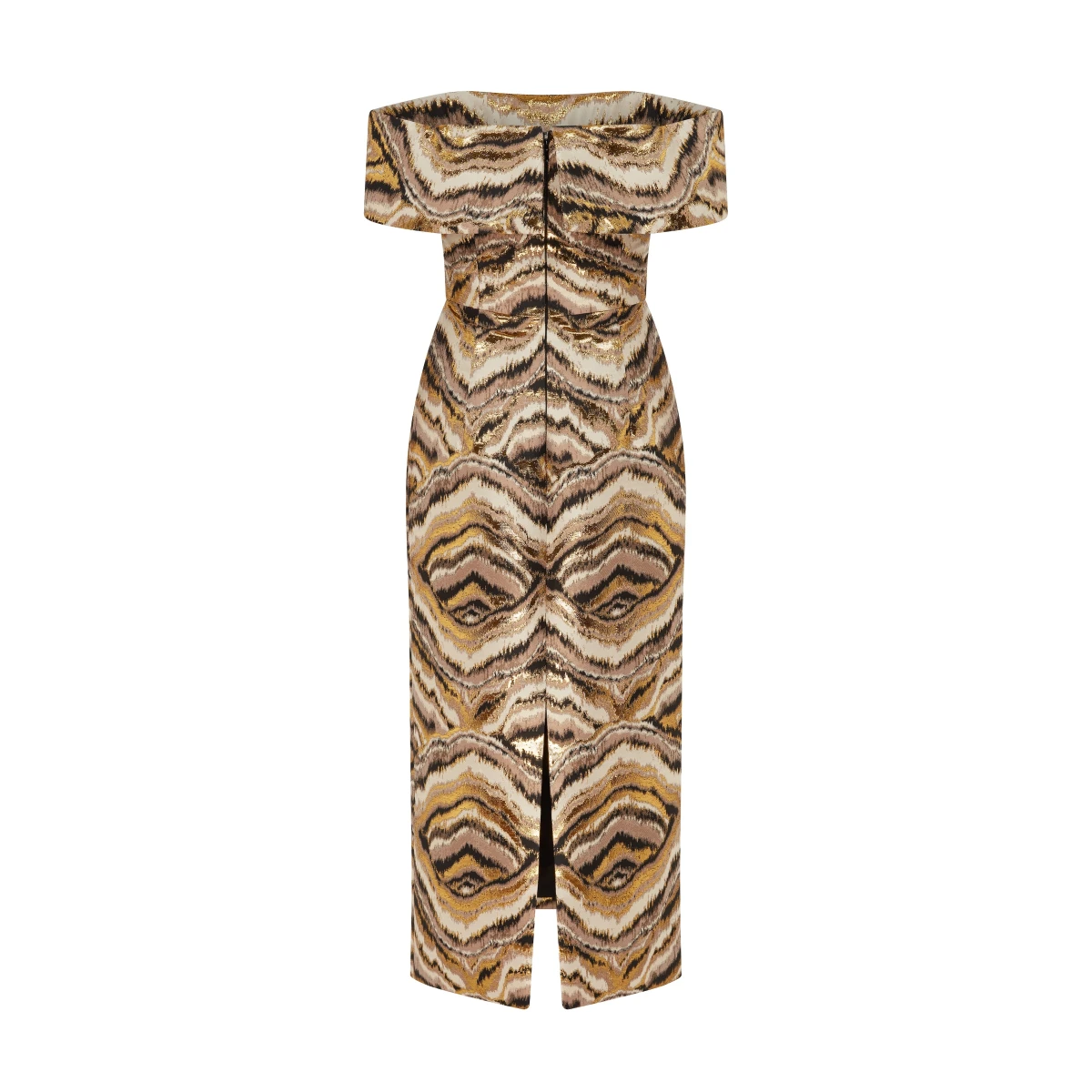 Markarian dresses with romantic neckline and structured silhouette