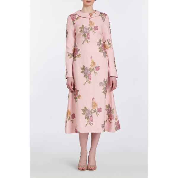 Markarian Gretel Cross Stitch Linen Midi Dress, view 5