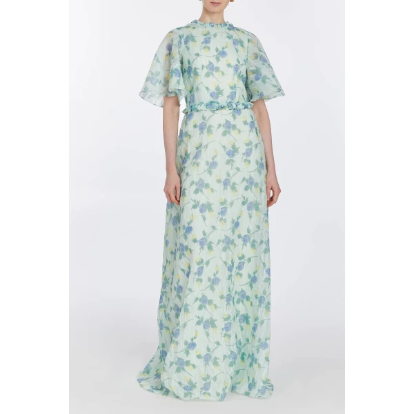 Markarian dresses with romantic neckline and structured silhouette