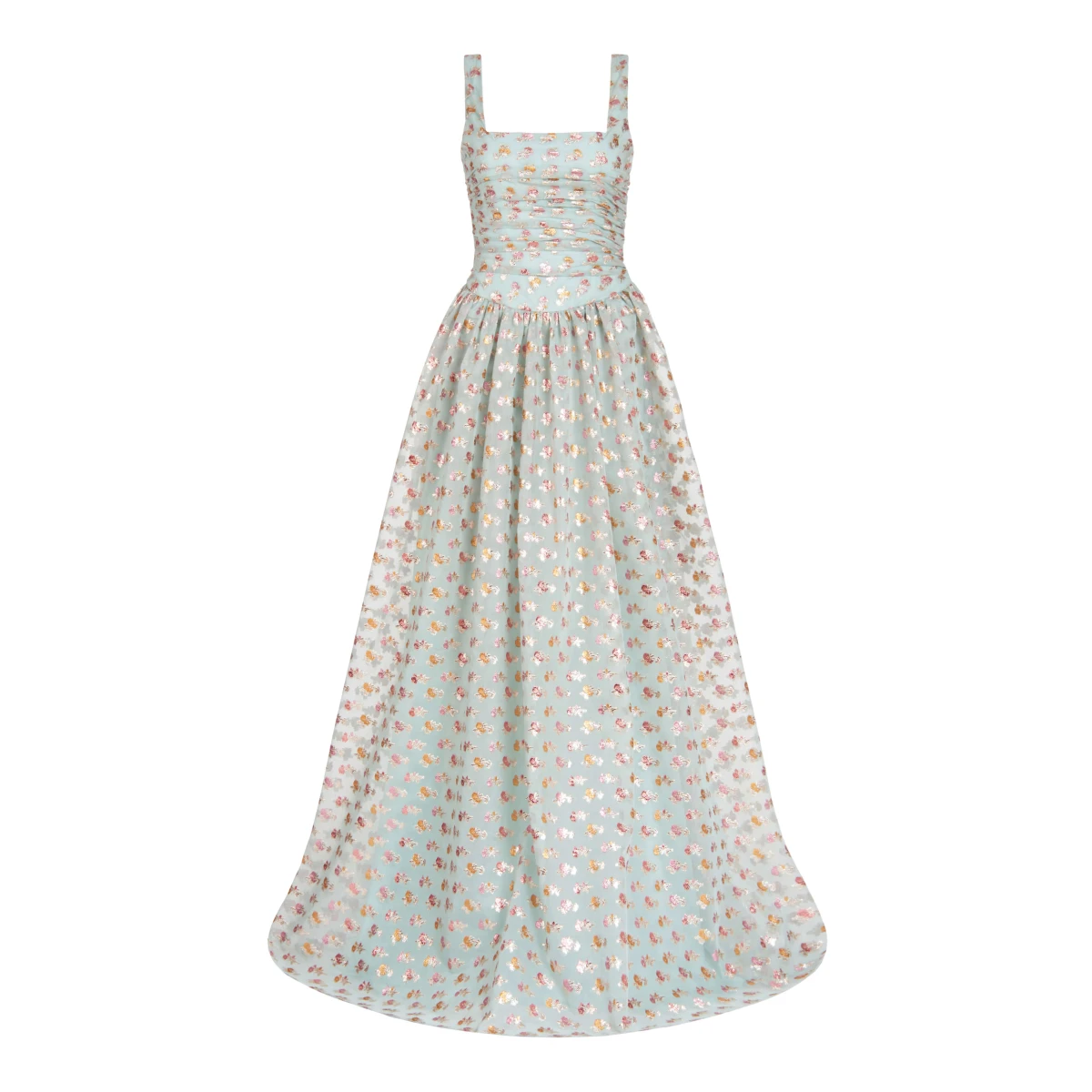 Markarian gown with romantic neckline and structured silhouette