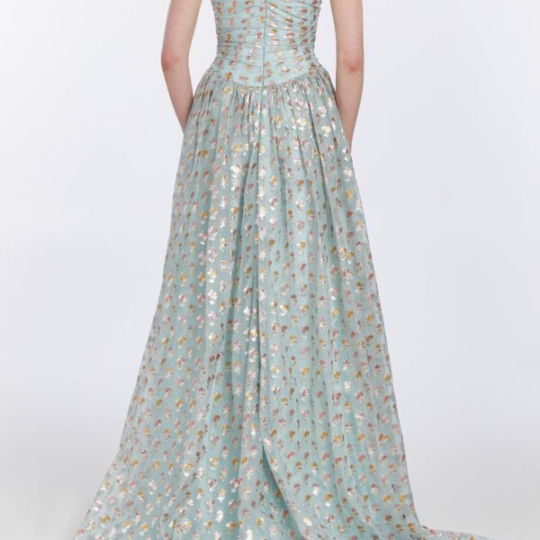 Markarian gowns with romantic neckline and structured silhouette