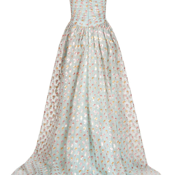 Markarian gowns with romantic neckline and structured silhouette