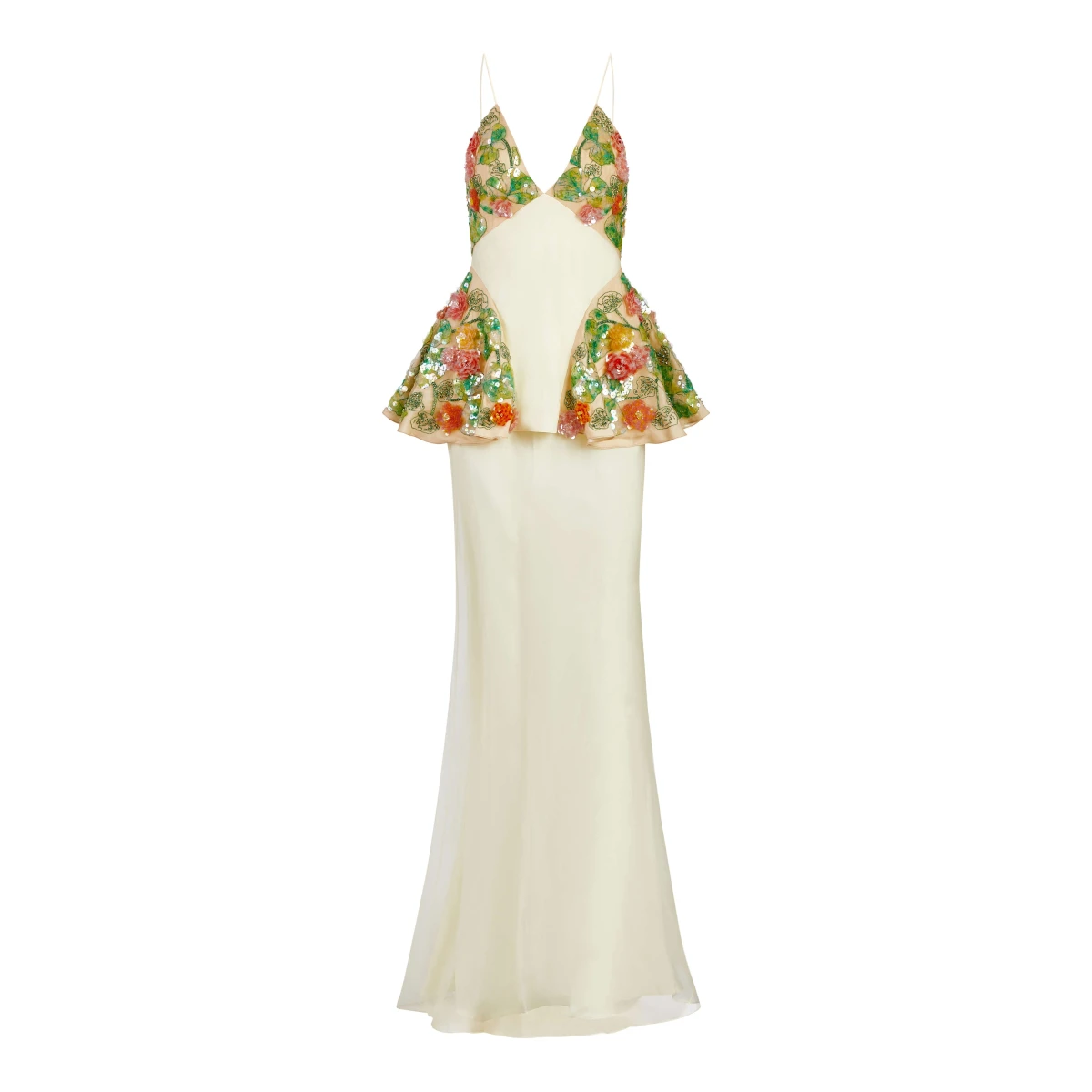 Markarian gown with romantic neckline and structured silhouette