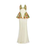 Markarian gown with romantic neckline and structured silhouette