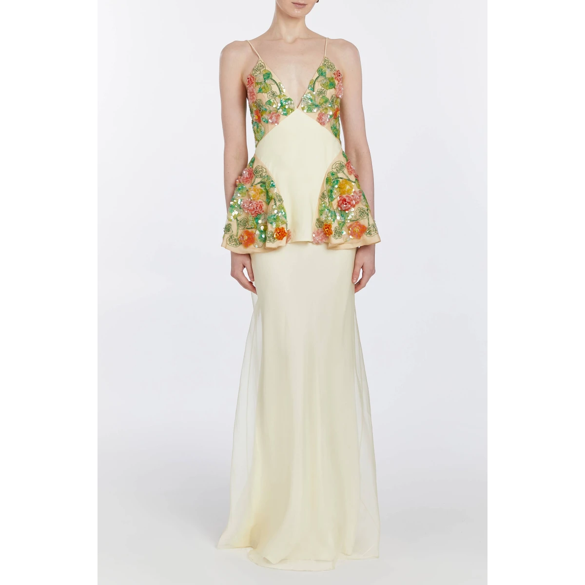 Markarian dresses with romantic neckline and structured silhouette
