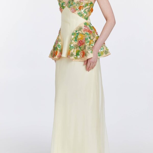 Markarian bridal with romantic neckline and structured silhouette
