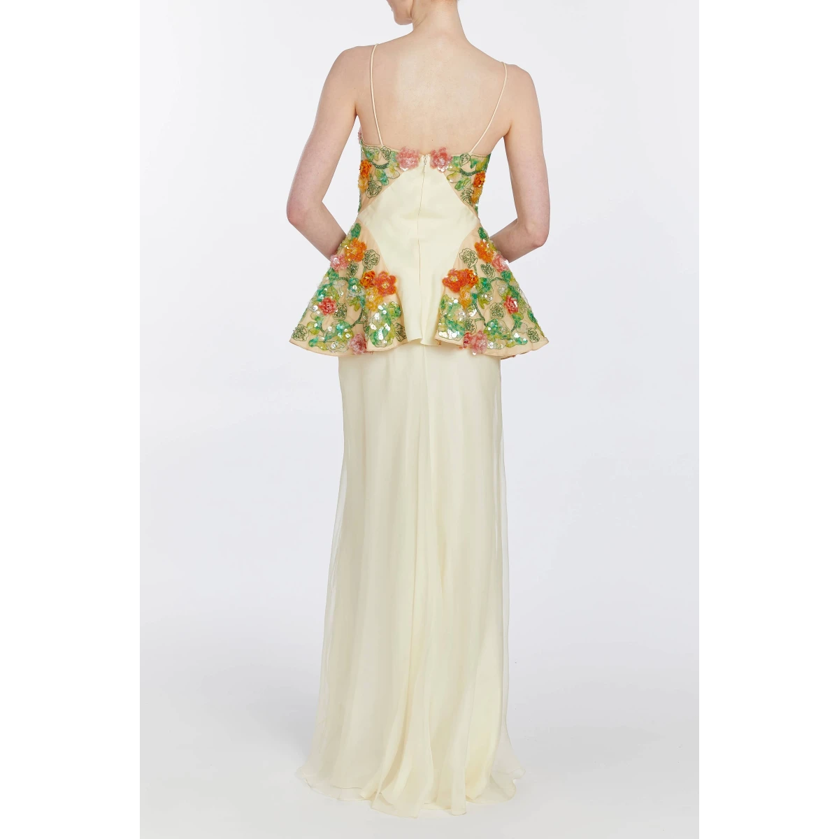 Markarian gowns with romantic neckline and structured silhouette