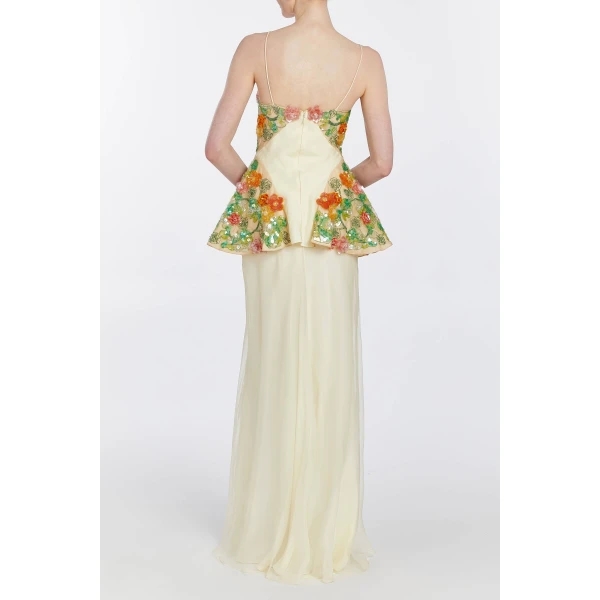 Markarian gowns with romantic neckline and structured silhouette