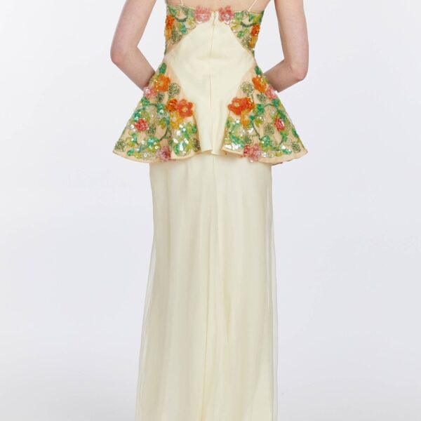 Markarian gowns with romantic neckline and structured silhouette