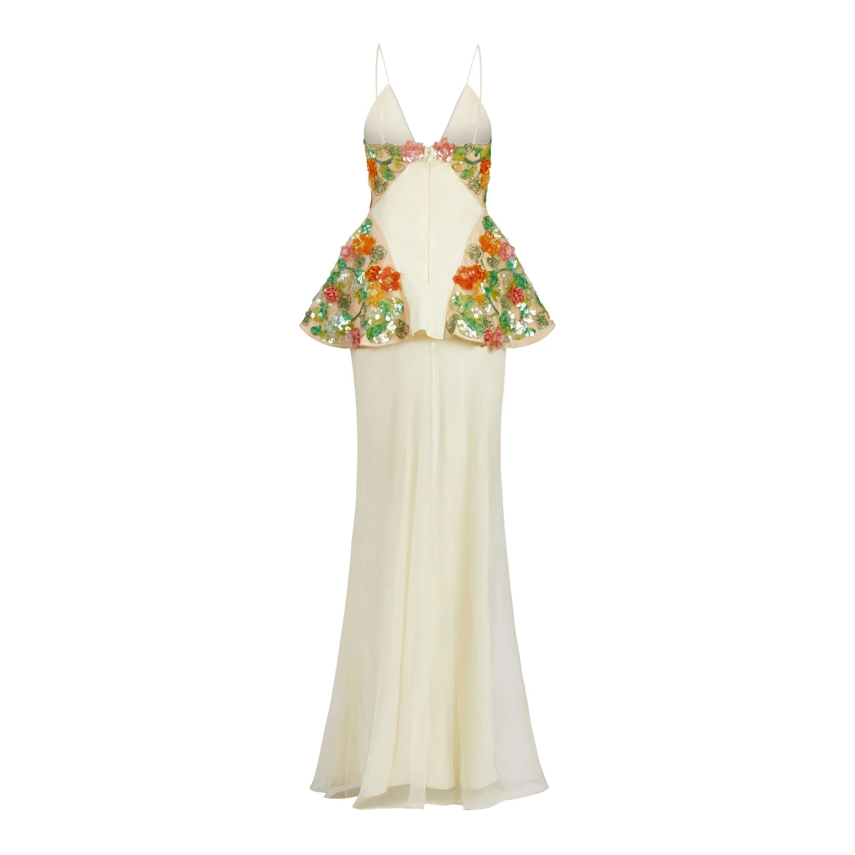 Markarian gowns with romantic neckline and structured silhouette