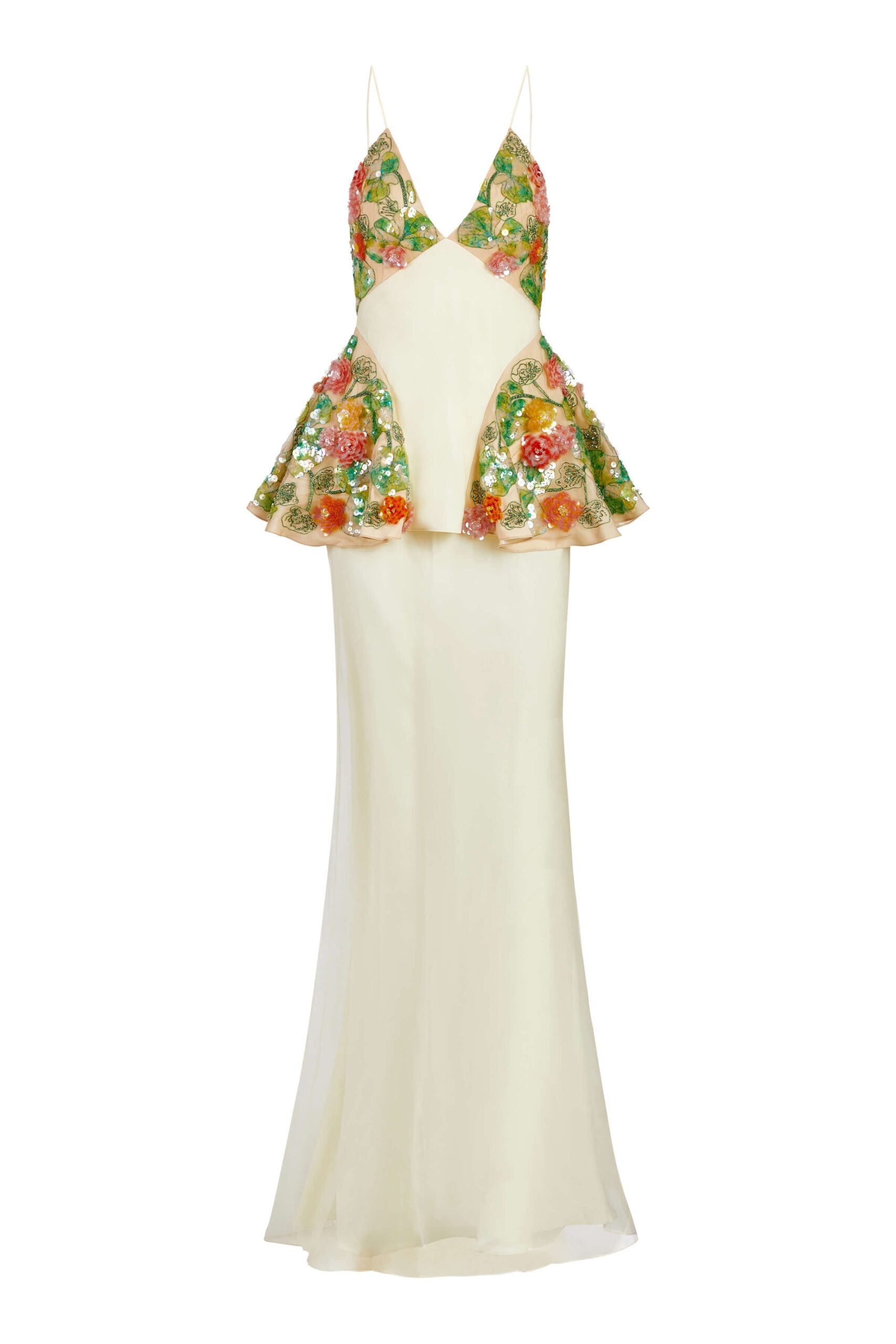 Markarian gown with romantic neckline and structured silhouette