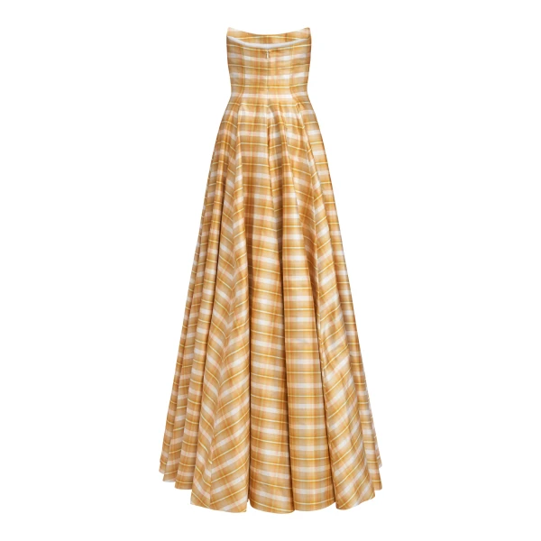 Markarian Laila Golden Silk Strapless Gown, view 3