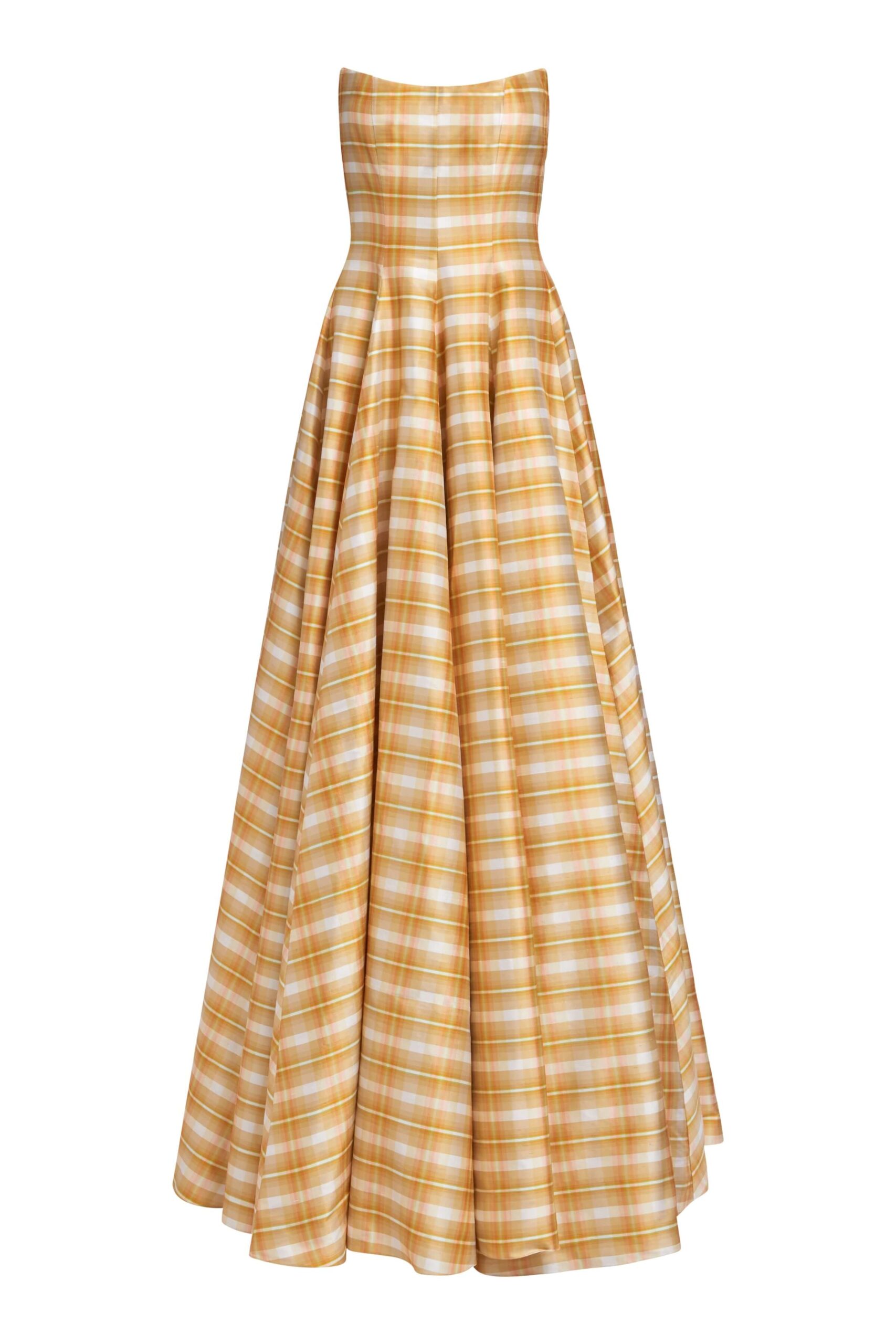 Markarian gown with romantic neckline and structured silhouette