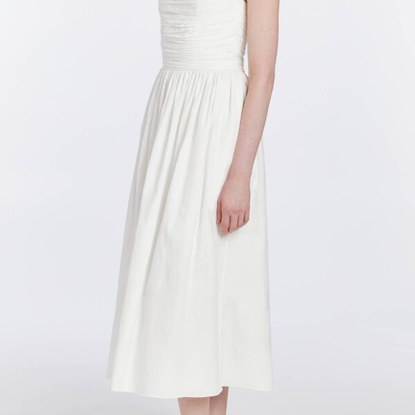 Markarian bridal with romantic neckline and structured silhouette