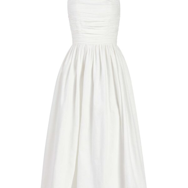 Markarian gown with romantic neckline and structured silhouette