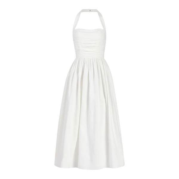 Markarian gown with romantic neckline and structured silhouette