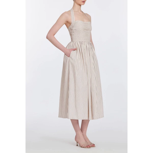 Markarian Leia Striped Halter Midi Dress, view 5