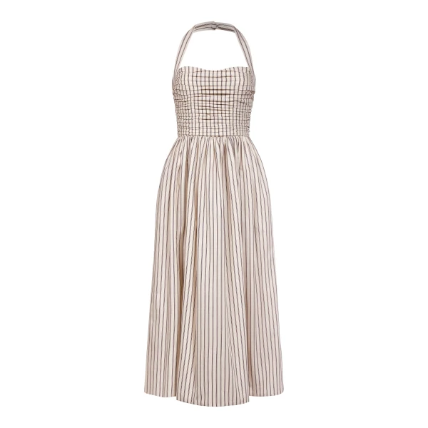 Markarian Leia Striped Halter Midi Dress