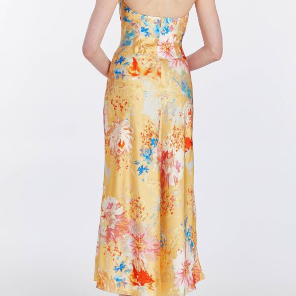 Markarian gowns with romantic neckline and structured silhouette
