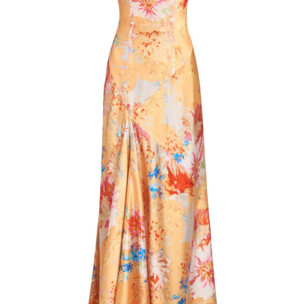 Markarian gown with romantic neckline and structured silhouette